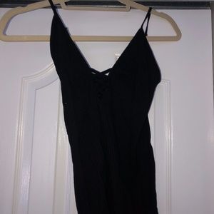black tank top with deep v-neck